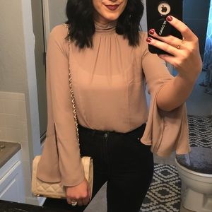 Beige Turtleneck Blouse